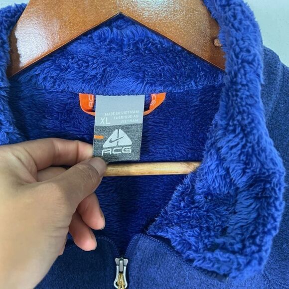 Nike ACG Fleece Jacket Womens Size XL Blue Fuzzy lining - Picture 4 of 15